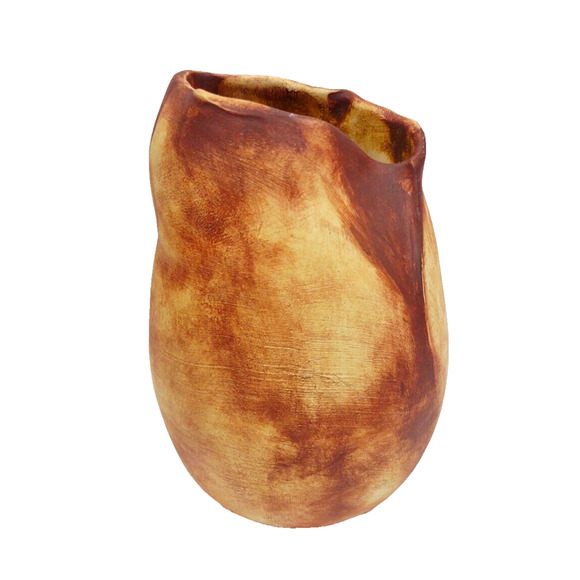 Studio Pottery Pit Fired Vase Free Form Vessel Artist Created Signed Unique - Picture 1 of 12